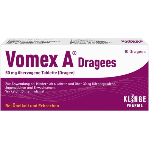 VOMEX A Dragees 50 mg überzogene Tabletten Dragees 10 Stück