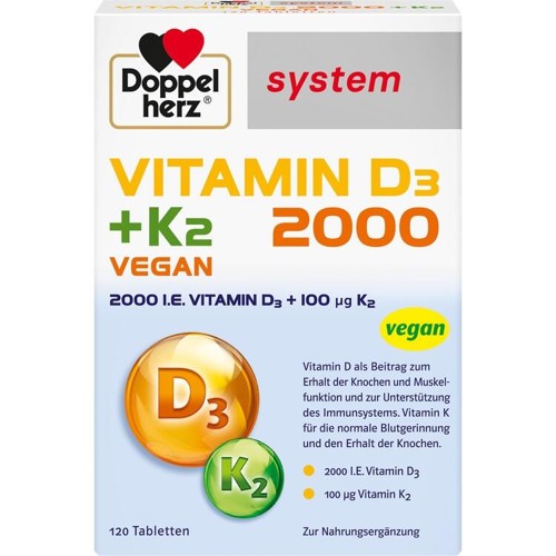 Doppelherz Vitamin D3 2000 + K2 system 120 Stück