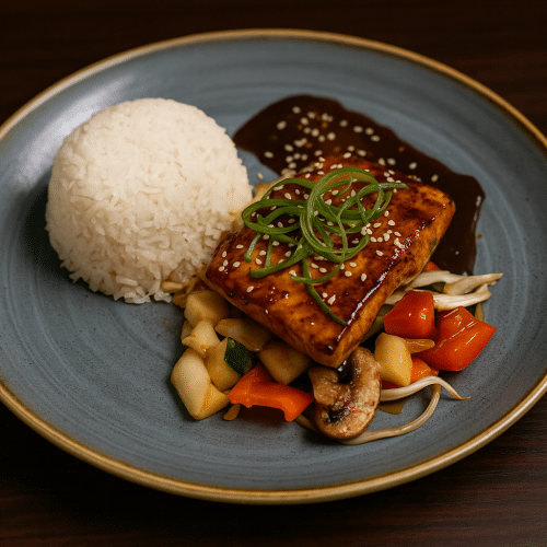 Lachs Teriyaki mit Wokgemüse & Jasminreis