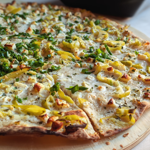 Flammkuchen Griechisch (vegetarisch)