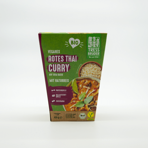 Tress Brüder veganes Bio Rotes Thai Curry mit Soja und Reis 420g