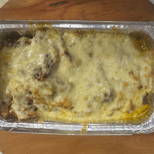 Dönerfleisch mit Sauce Hollandaise überbacken