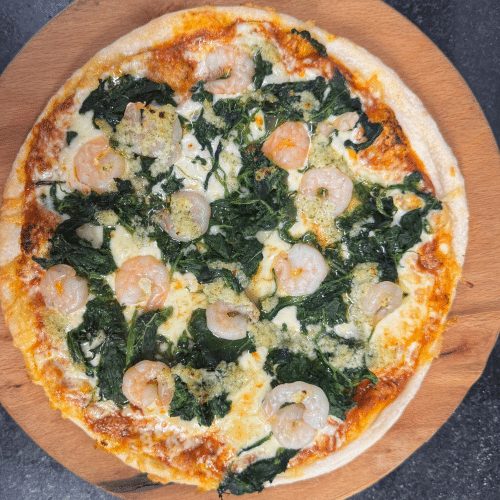 Pizza Krabben Spinat