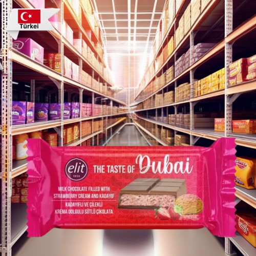Elit Schokolade nach Dubai Art - mit Erdbeercreme 90g