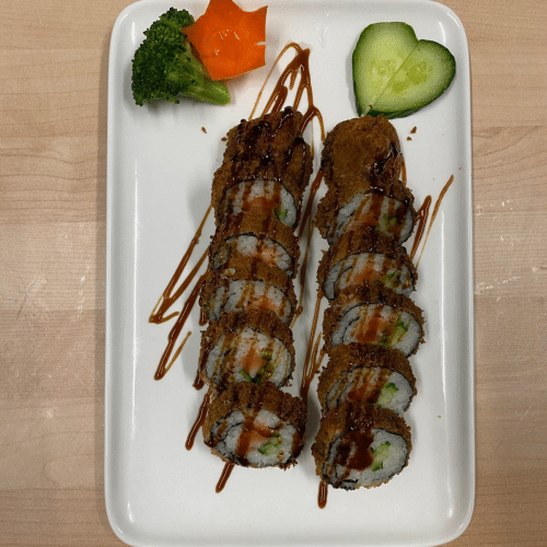 Lachs-Gurke Tempura Rolls