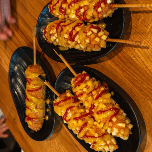 1c. corndog mit Käse & Wurst.