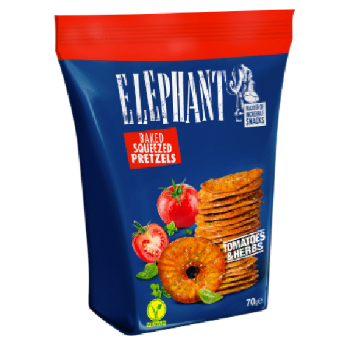 Elephant Baked Squeezed Pretzels Tomato Herbs Vegan 70g