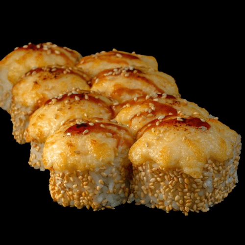 Hot Roll mit gebackenem Aal, Cheddar, Gurke, Avocado,