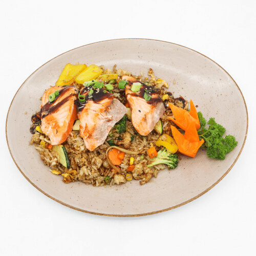 Lachs mit gebratene Duftreis