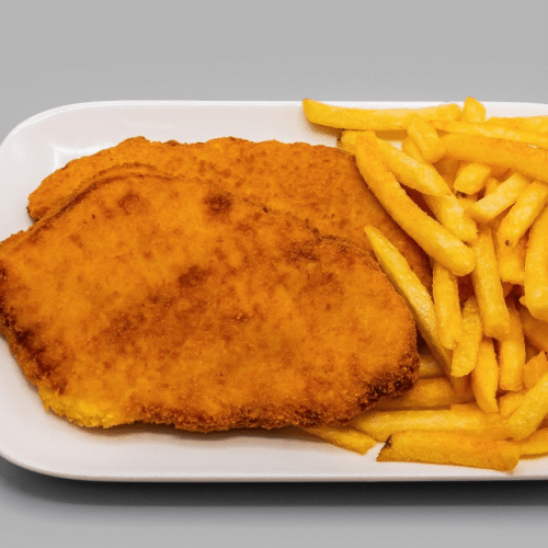 Doppeltes Schnitzel mit Pommes