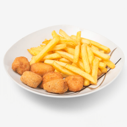 Chili Cheese Nuggets (6 Stück) mit Pommes