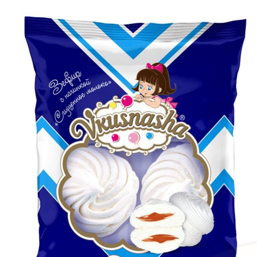 Vkusnasha Schaumzuckerware mit Kondensmilchfüllung 300g
