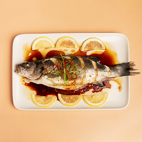 Gedämpfter Wolfsbarsch