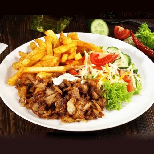 Drehspießteller mit Nudeln