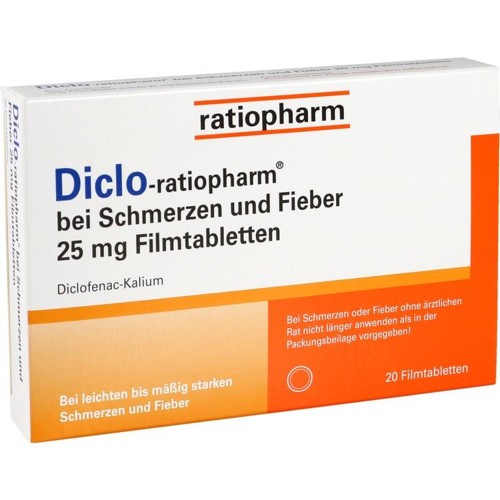 Diclo-ratiopharm bei Schmerzen und Fieber 25 mg 20 Stück