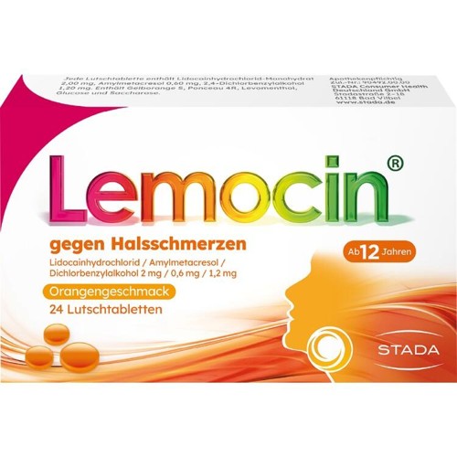 Lemocin gegen Halsschmerzen Orangengeschmack 24 Stück