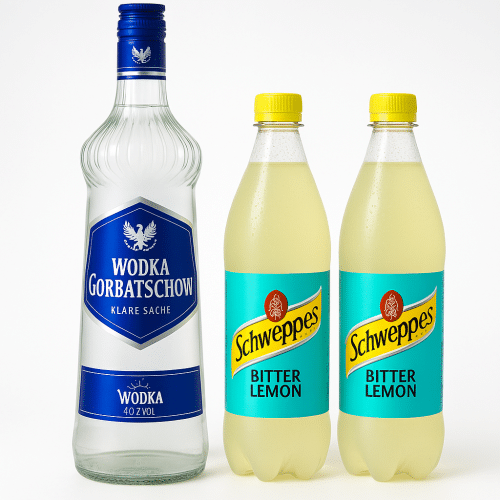 Wodka Gorbatschow 1 L mit 2 stk Schweppes Bitter Lemon