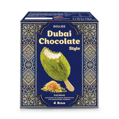 Eis - Dubai Schokolade, mit Pistaziengeschmack, Boujee, 4 x 55 g