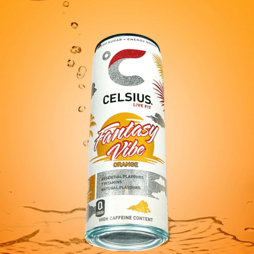 U S A Celsius Fantasy Vibe Energy Drink Orange 0.5l
