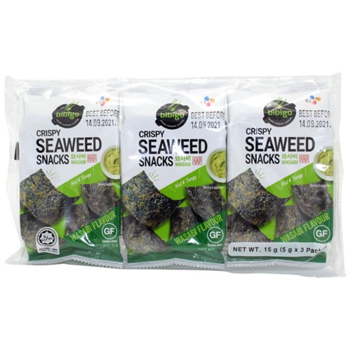 Knuspriger Seetang-Snack Wasabi-Geschmack 3 x 5g