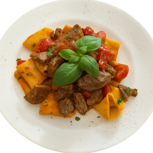 Paccheri con Punte di Filetto di Manzo