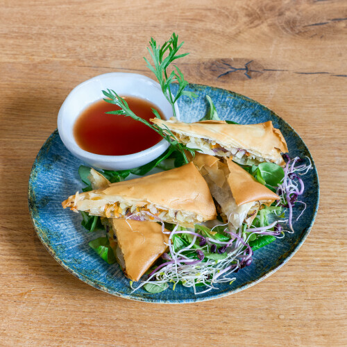 Hausgemachte Frühlingsrollen (2 Stück, vegtarisch)