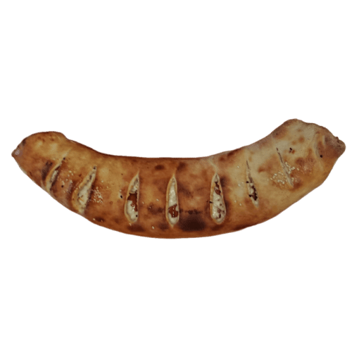 Pizzabrötchen gefüllt mit türkischer Knoblauchwurst und Käse