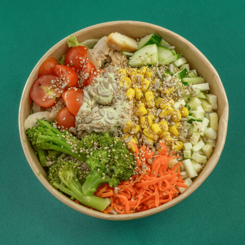 Chicken Teriyaki Bowl mit Guacamole Dip