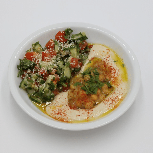 Hummus mit Salat und Pitabrot (ohne Reis)