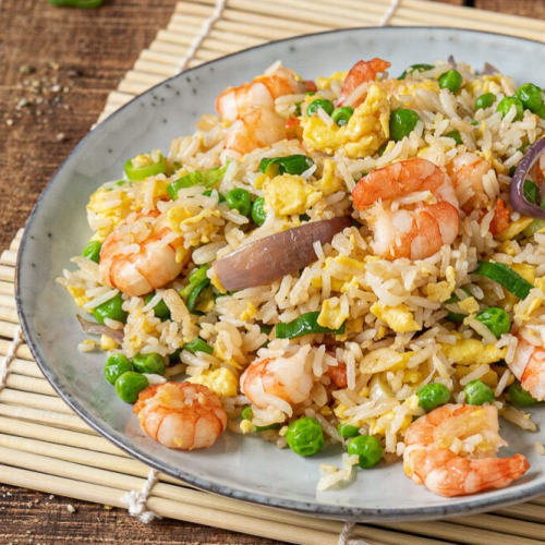 Gebratener Reis mit Garnelen