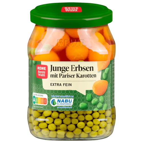 Rewe Beste Wahl Erbsen sehr fein mit Pariser Karotten klein 420g