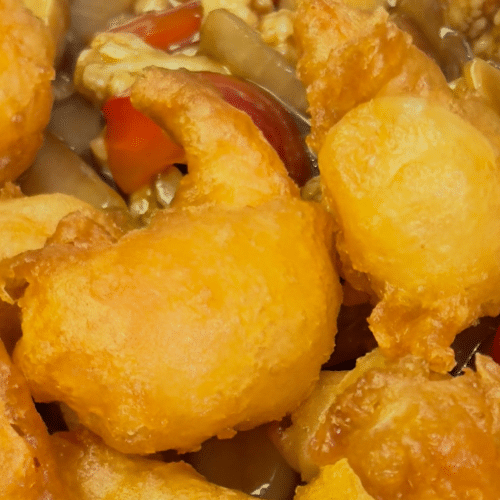 Gebackene Garnelen mit pikanter Sauce (leicht scharf)