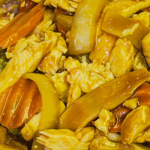 Gebratenes Hähnchenbrustfilet (leicht scharf)