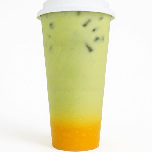 T04 Matcha Latte mit Mango cold 抹茶芒果