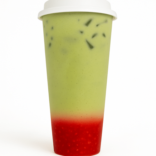 T05 Matcha Latte mit Erdbeerpüree cold草莓抹茶