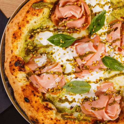 Pizza Mortadella e Pistacchio