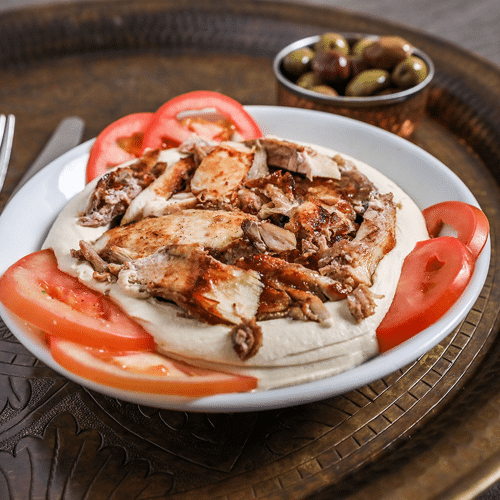 Hummus Teller mit Shawarma