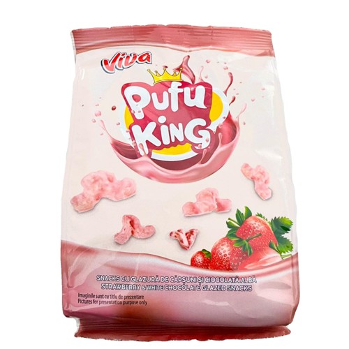 Pufu King mit Erdbeere und weißer Schokoglasur 85g