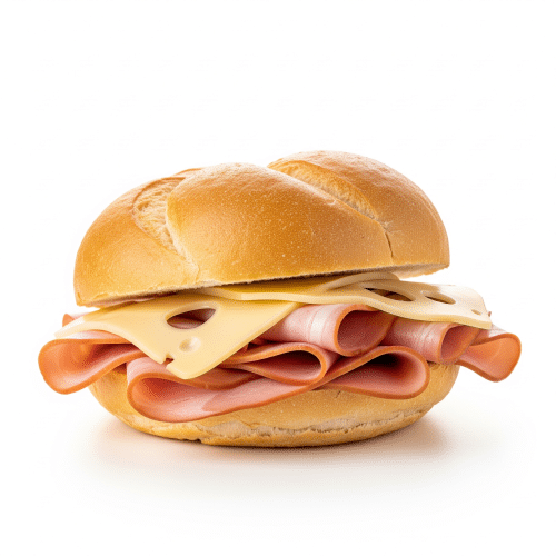 Belegtes Brötchen mit Kochschinken und Gouda