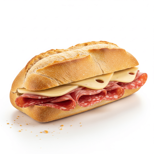 Belegtes Brötchen mit Salami und Käse