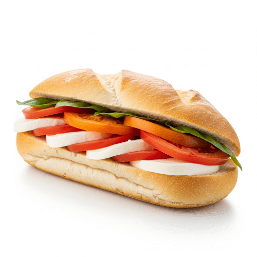 Belegtes Brötchen mit Tomate und Mozzarella