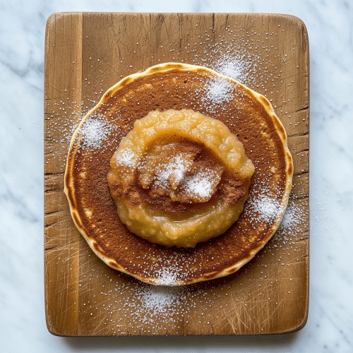 Pancake mit Apfelmus, Zimt und Zucker