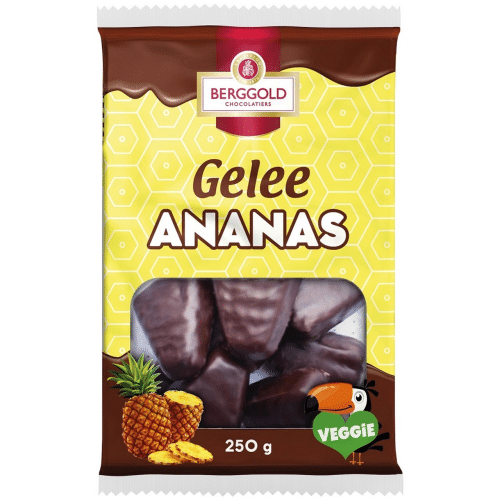 Berggold Schokolierte Geleestücke mit Ananasgeschmack 250g