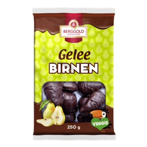 Berggold Schokolierte Geleestücke mit Birnengeschmack 250g