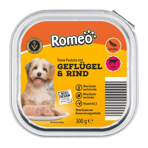 Romeo Hundenahrung Feine Pastete Geflügel & Rind 300g
