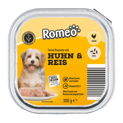 Romeo Hundenahrung Feine Pastete Huhn & Reis 300g