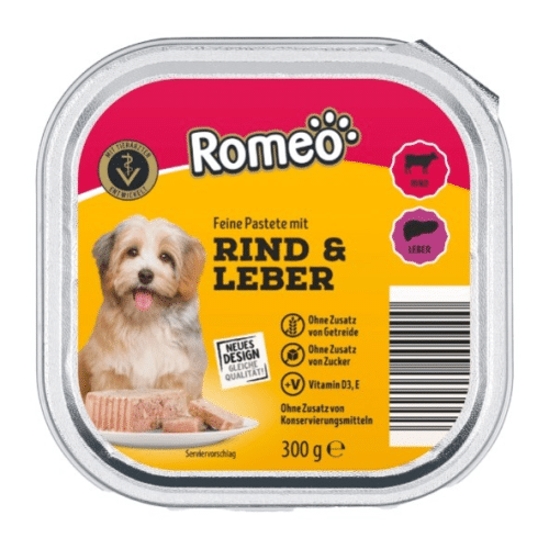 Romeo Hundenahrung Feine Pastete Rind & Leber 300g